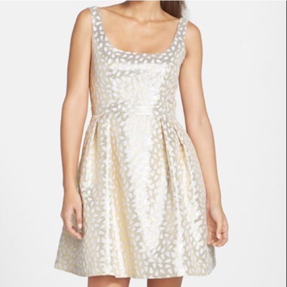 SHOSHANNA GOLD/WHITE TEAR DROP DRESS SIZE SMALL FEMININE PRETTY DATE COCKTAIL - Picture 11 of 11